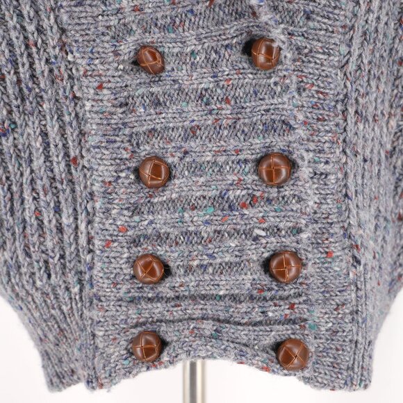 MALINMORE Men's Heavyweight Wool Double-breasted Cardigan Speckled Gray Size 42 - Picture 7 of 8